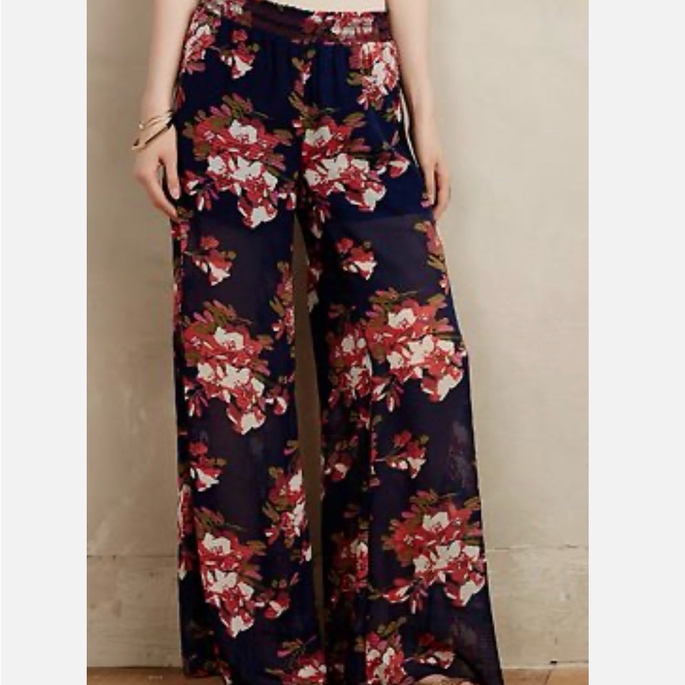Elevenses Navy Floral Wide-Leg Pants